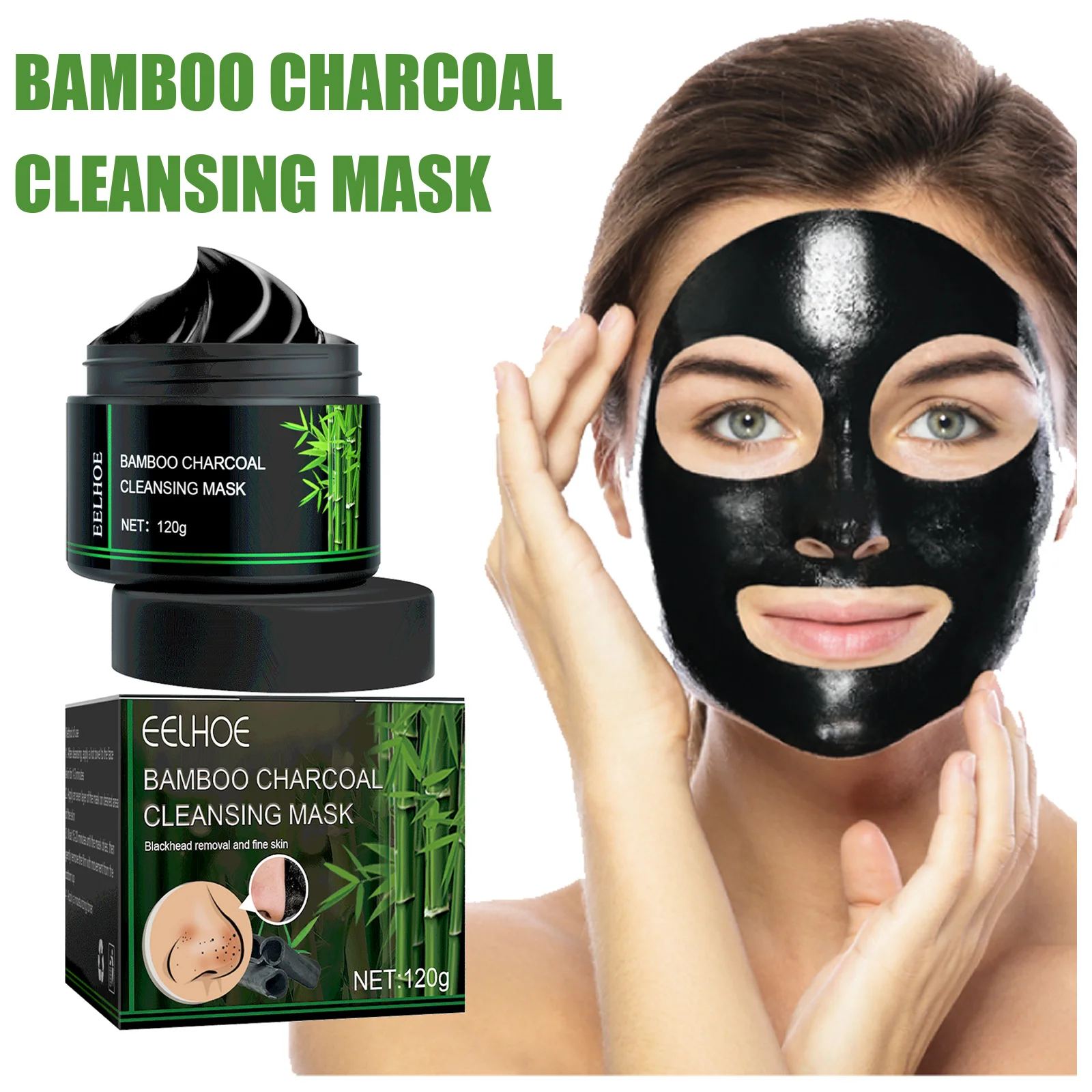 EELHOE Bamboo Charcoal Blackhead Removal Mask Oil Control Pore Shrinking Whitening & Brightening Acne Removal Rip-Off Mask