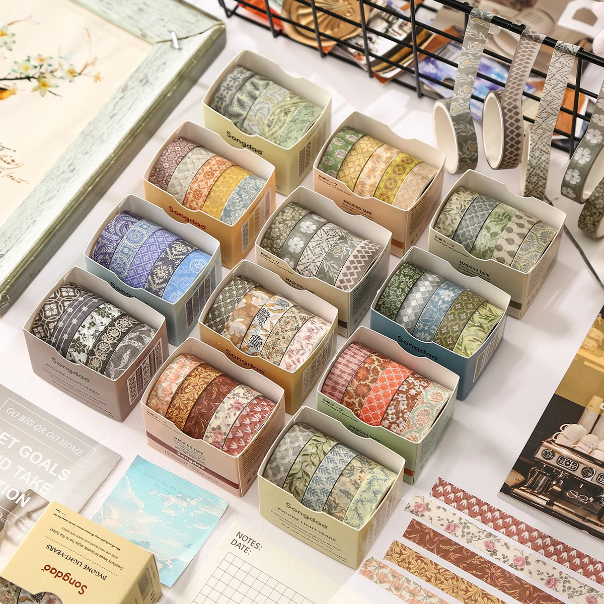 

5 Rolls Colorful Slim Washi Tape Set 15mm(0.59 Inch) Wide 2m(78.74in) Long Masking Tape For Journaling Scrapbooking Notebook