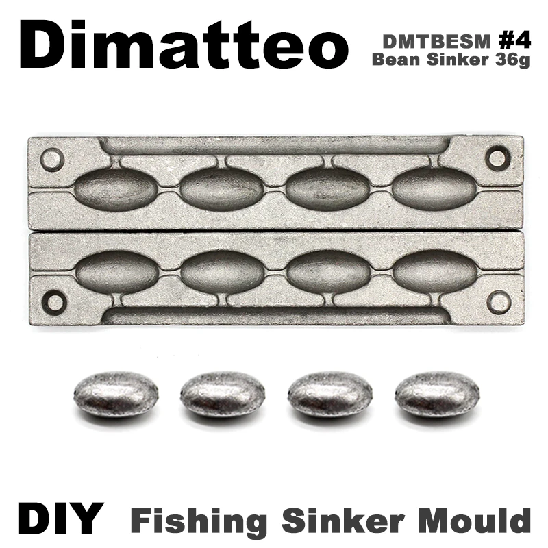 Dimatteo DIY Fishing Bean Sinker Mould DMTBESM/#4 Bean Sinker 36g 4 Cavities