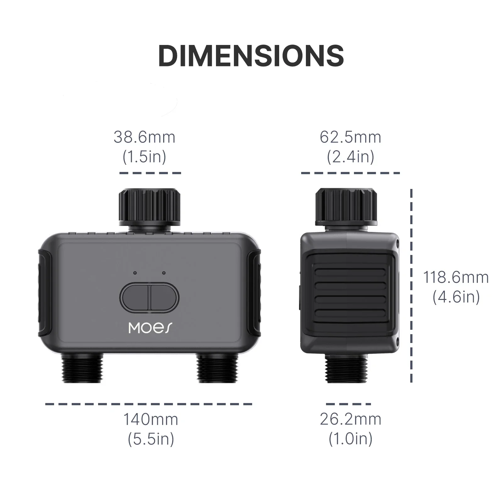 MOES Bluetooth Smart 2-Way Water Valve, Garden Sprinkler, Programmable Timer, Filter, Rain Delay, Automatic Irrigation Control