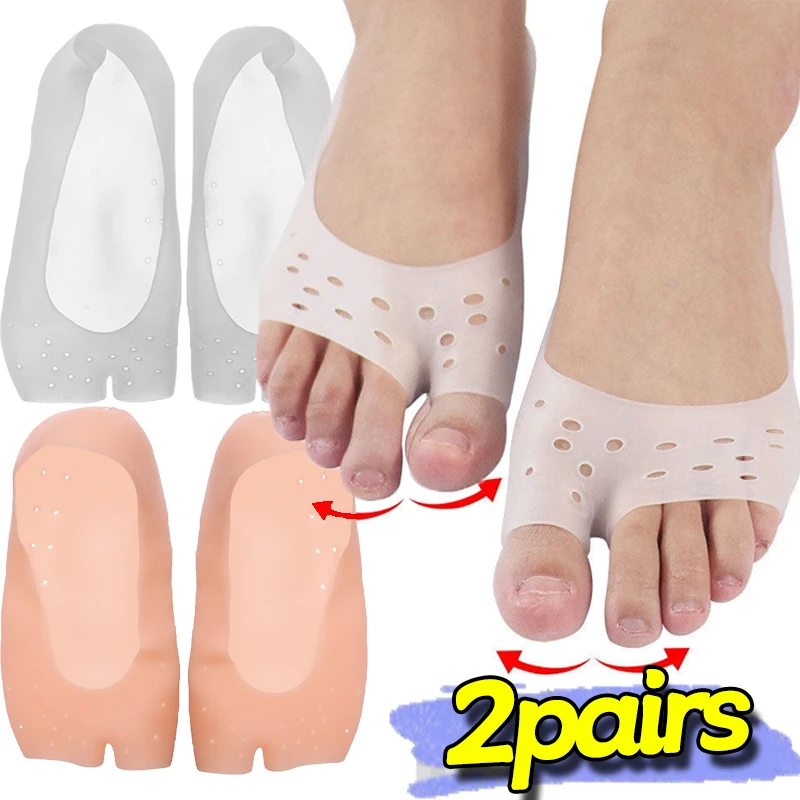 Almohadillas de silicona transpirables para dedos abiertos, Gel separador de dedos hidratante, alivio del dolor, almohadillas para el antepié, ampollas para callos, cuidado del maíz