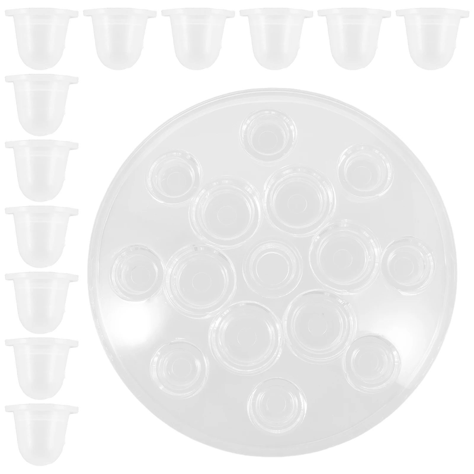 

1 set Portable Silicone Colorant Cup Holder Acrylic Multi-holes Tattoo Pigment Ink Stand Round Shape Non-slip Base Suitable Size