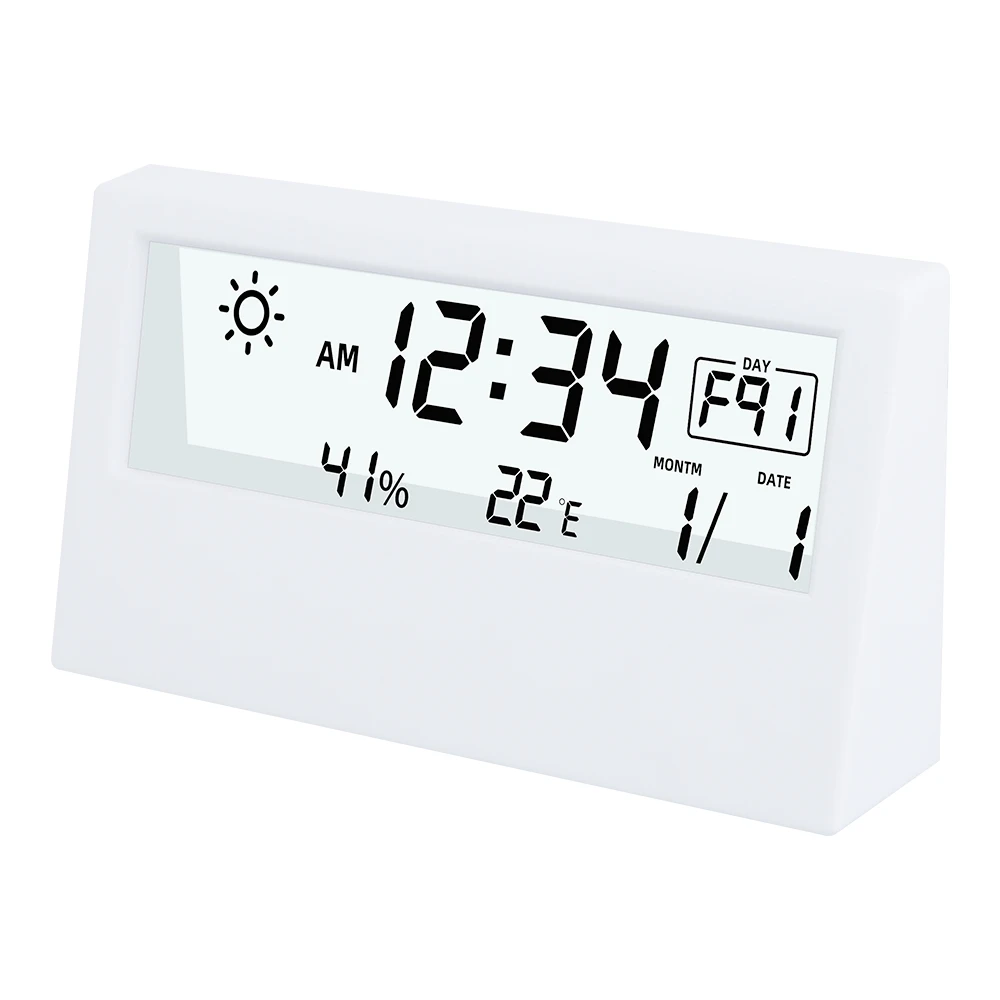 Electronic Thermometer Hygrometer LED Display Temperature Humidity Gauge Multifunctional Alarm Clock Weather Station For Indoor