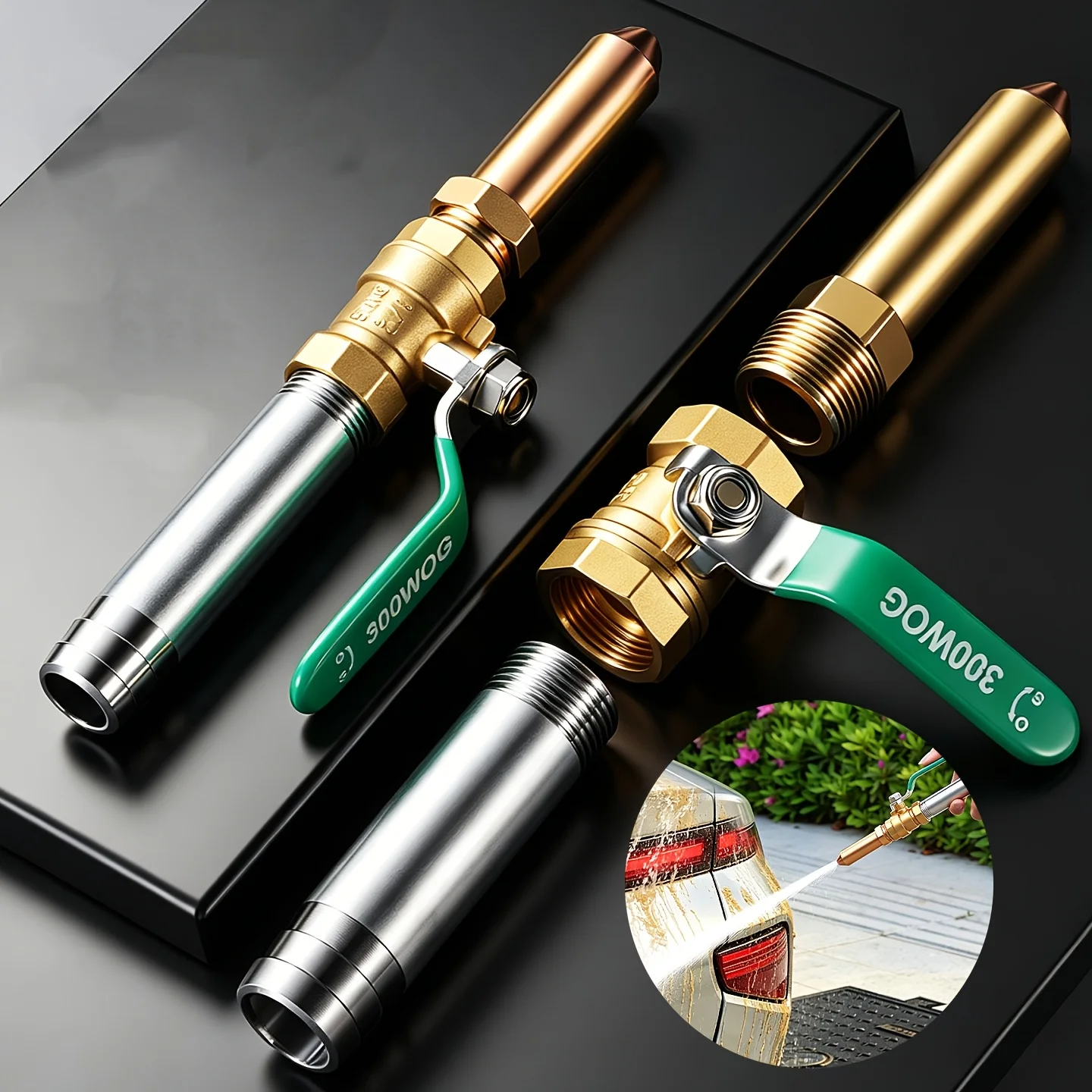Multi Functional High-Pressure Brass Water Gun Nozzle Direct Spray High-Pressure Water for Car Washing and Watering