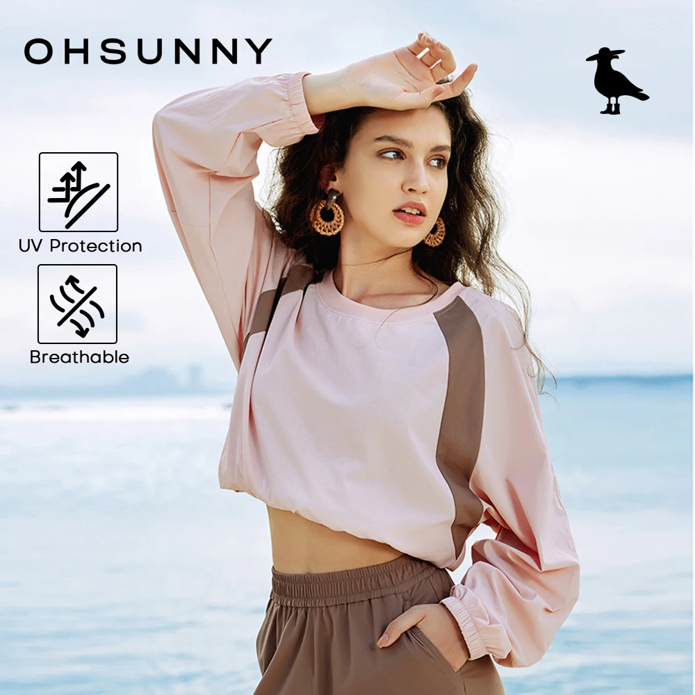 OhSunny Sweatshirt for Woman Men,Family Couple Long Sleeves Sun Protection Tops,Beach Vacation Anti-Chlorine Shirt UPF50+