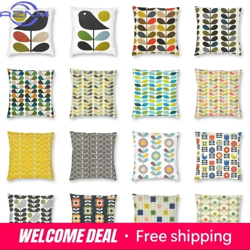 Funda de cojín Orla Kiely Multi Stem And Bird, funda de cojín con diseño de flores escandinavas para sala de estar, funda de almohada para sofá, decoración del hogar