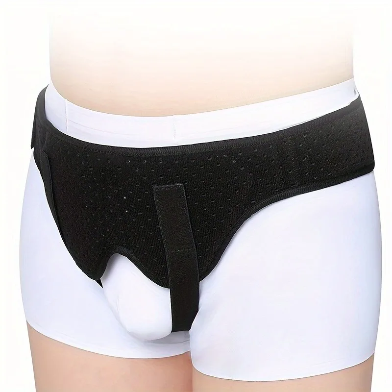 Adjustable Adult Hernia Belt Man Inguinal Groin Support Inflatable Hernia Bag with 2 Removable Compression Pads Pain Relief