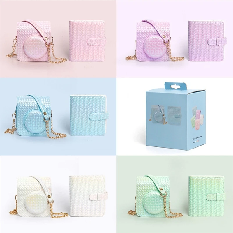 جراب كاميرا PU مقاوم للماء لـ Fujifilm Instax Mini 12 ، حقيبة بحزام كتف ، 64 جيب ، حقائب ألبوم صور للأفلام