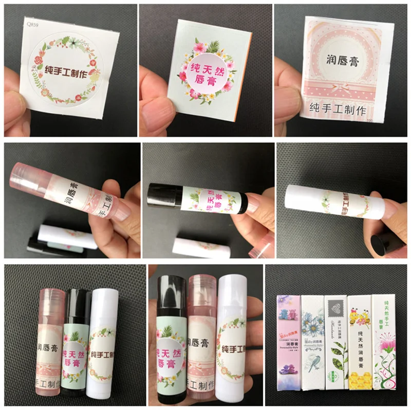 10/30/50 stücke 5g Leere Lip Balm Rohr DIY Handgemachte Lippenstift Wachs Rohr direkte befüllung Lebensmittel grade Kosmetische Container Karton Aufkleber