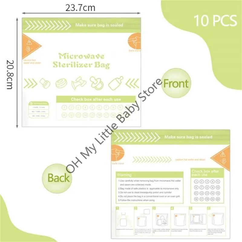 M76C Набор из 10 многоразовых пакетов для стерилизации, 20 раз/пакет для детских бутылочек в микроволновой печи