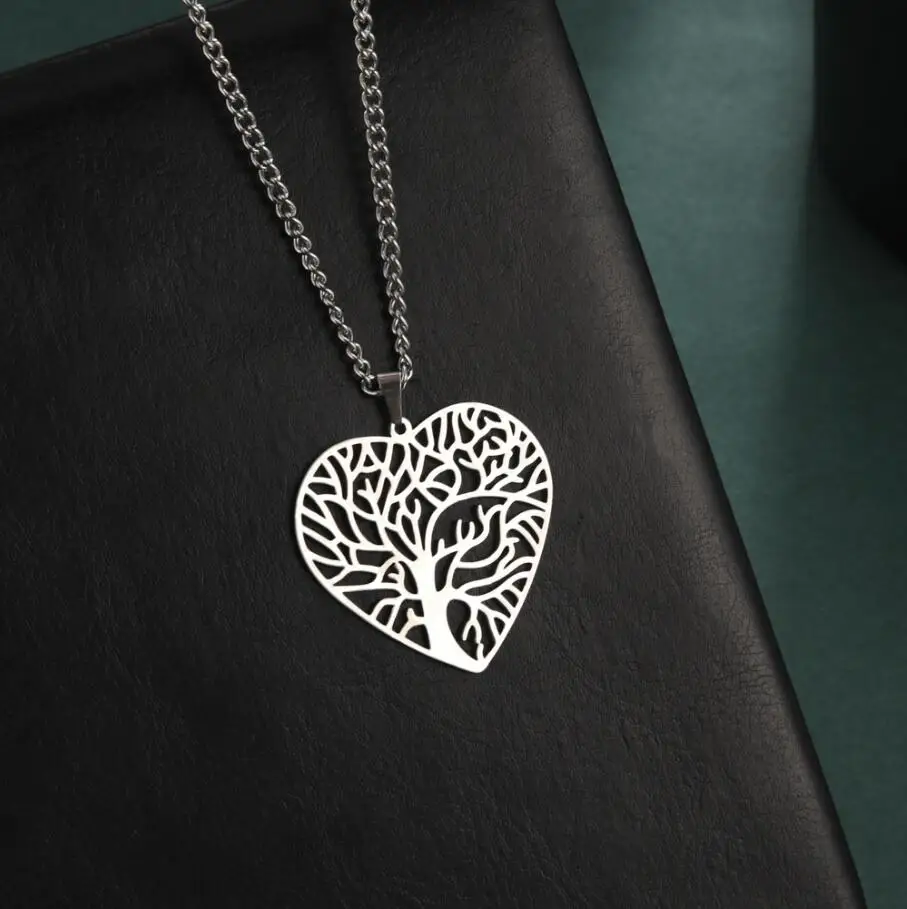 

1PC Heart Tree Stainless Steel Chain Necklace for Women Gold Color Necklaces Jewelry F1098