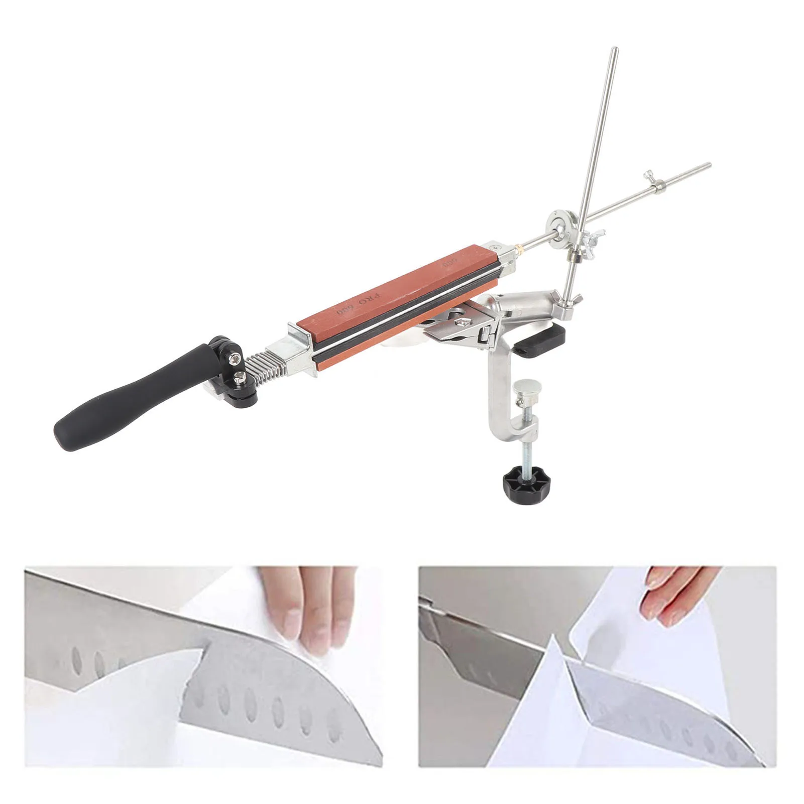 

Chef Sharpening Kit Cast Aluminum Stainless Steel Fixed Angle Sharpener 10 White Corundum Whetstones Anti Slip for Restaurant