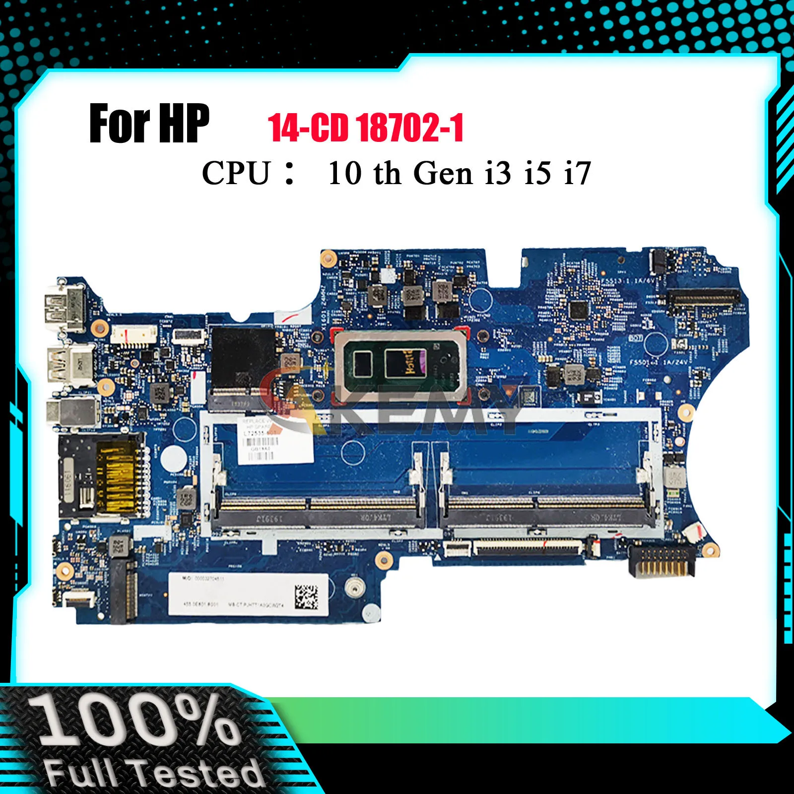 

18702-1 Материнская плата для ноутбука L36454-601 L72535-601 для HP Pavilion X360 14-CD с процессором i3-8145U i5-10210U DDR4 100% полностью протестирована