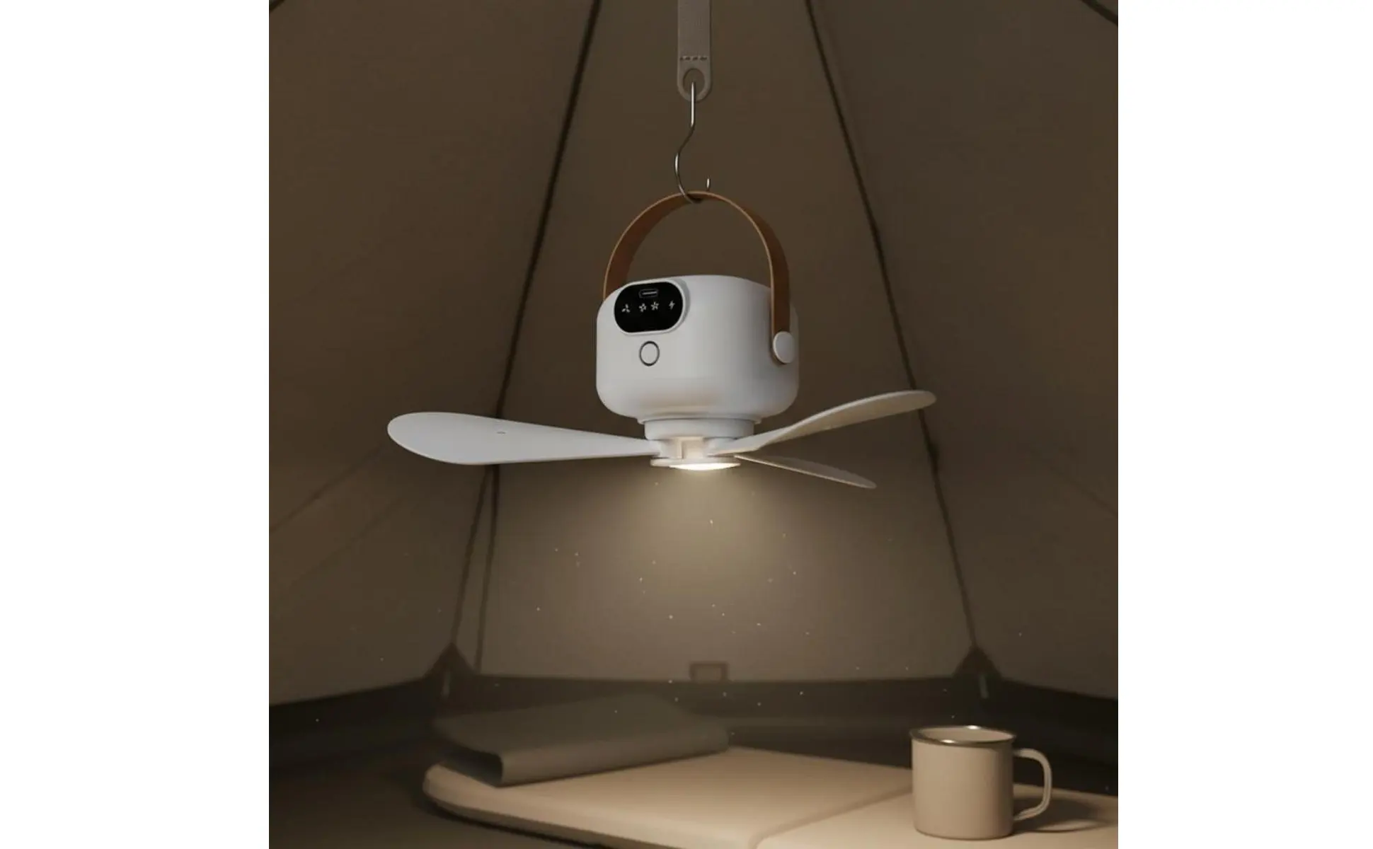 Ceiling Fan Light USB Rechargeable Hanging Ceiling Fan Home Appliance 3 Speed Settings for Students, Dorm Room, Outdoor Camping