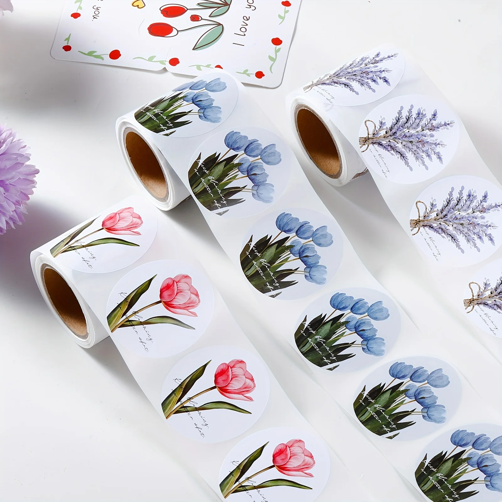 120 Sheets/Roll Flower Sealing Stickers, Gift Box Decorative Bag Packaging Labels, Small Gifts, Handmade Stickers, Etc.