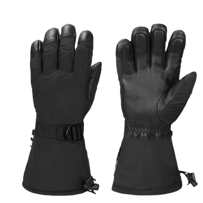 Winter Cowhide Mittens Men Women Ski Motorcycle Riding Gloves Mountain Bike Cycling Glove Windproof Waterproof Outdoor Sports