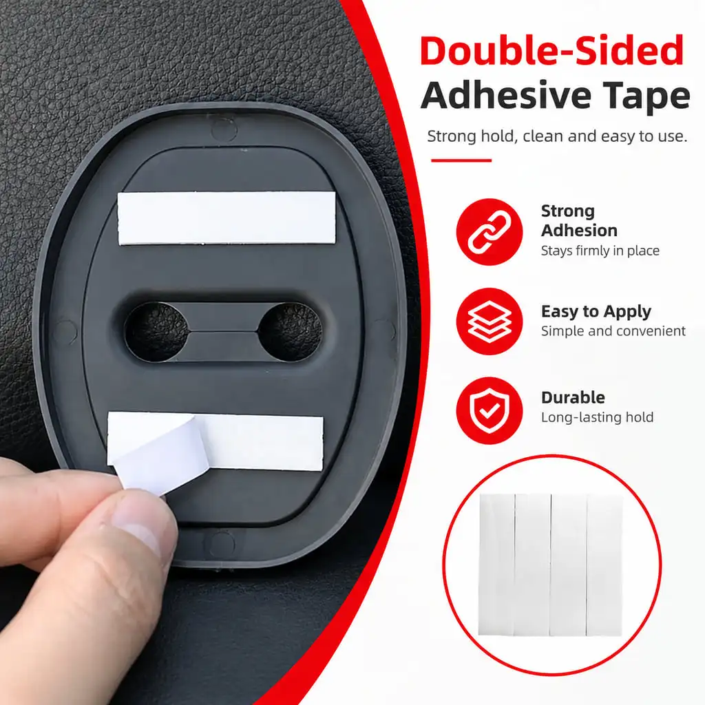 PINMOAP Car Door Lock Protective Cover Noise Reduction Shock Absorbing Anti Scratch Anti Rust Universal Installation