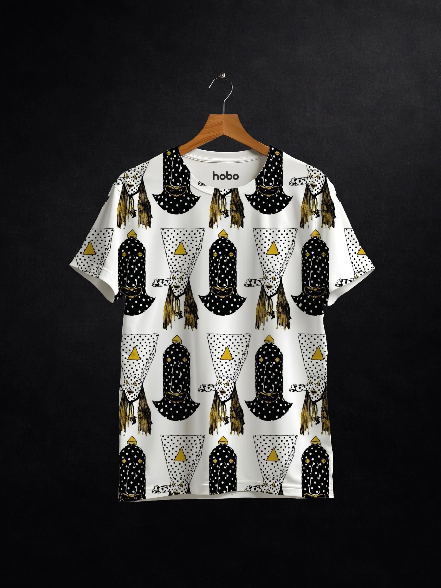 2026 New Men Angine De Poitrine Art Print T Shirt Black White Split Polka Dot Abstract Figure Graphic Casual Streetwear Tops