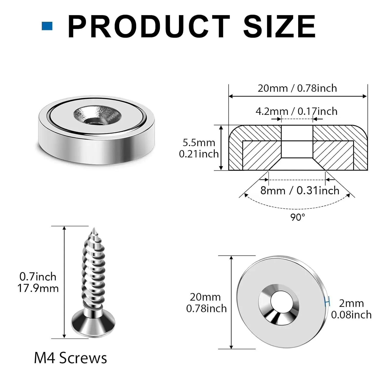 Multi-Neodym-Scheibenmagnete mit Senkbohrung, permanente Seltenerdmagnete für Werkstatt, Wissenschaft, Handwerk, Büro, Wissenschaftsprojekte