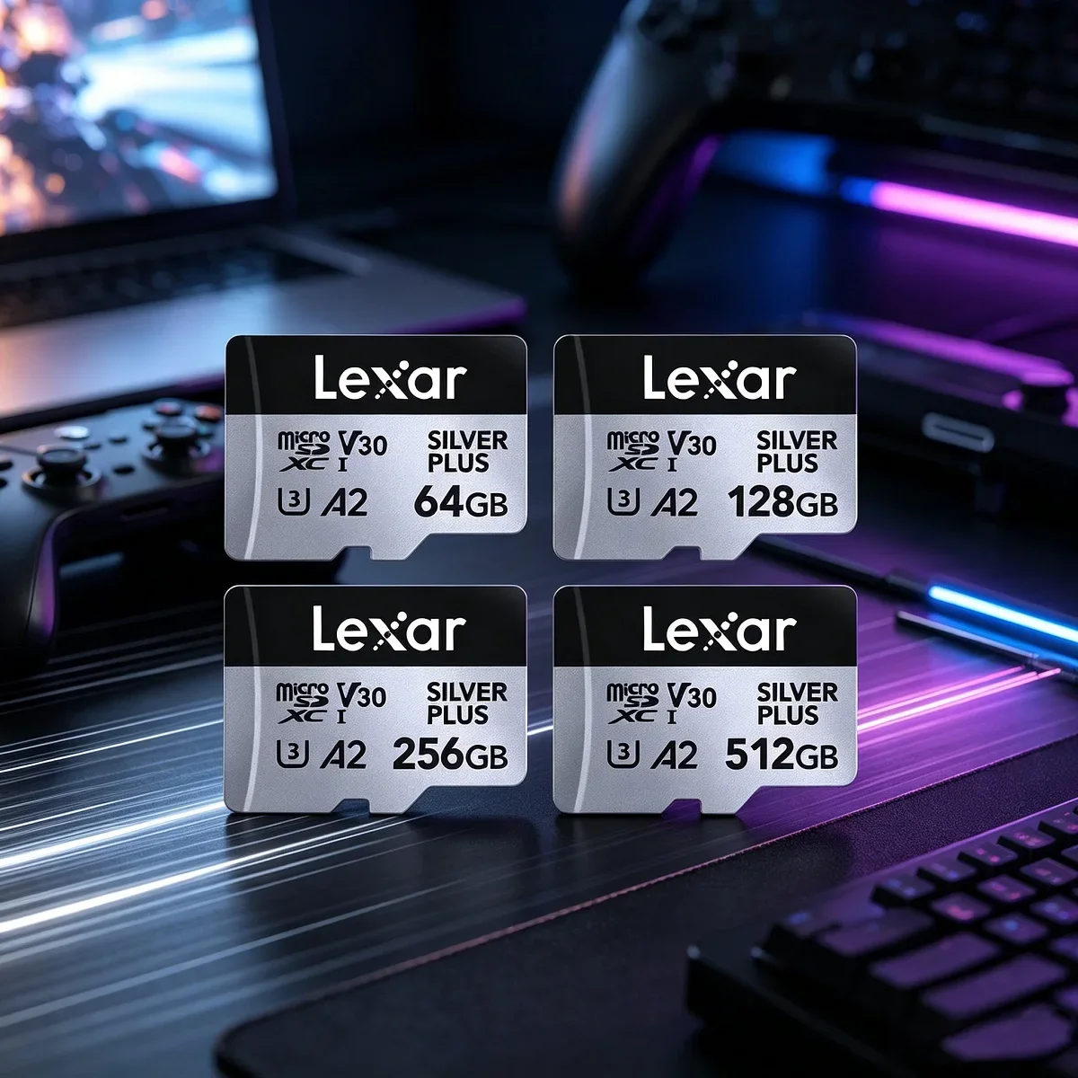 Original Lexar Professional SILVER PLUS Up to 205MB/s MicroSDXC TF Memory Card 64GB 128GB 256GB V30 A2 Micro SD Card for 4K