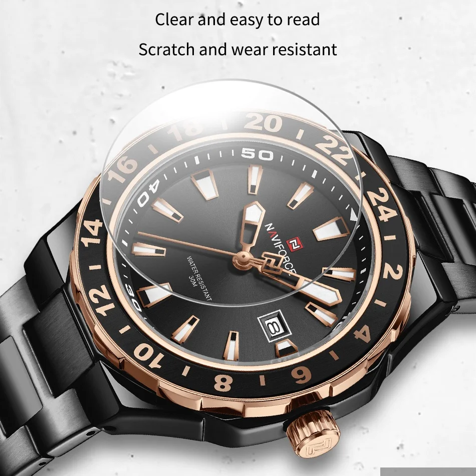 NAVIFORCE العلامة التجارية ساعة الموضة للرجل حزام استانلس ستيل مقاوم للماء كوارتز ساعات المعصم الذكور ساعة فاخرة عادية Reloj Hombre #4