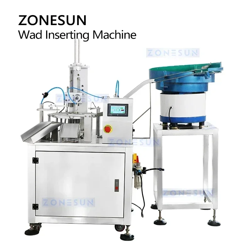 ZONESUN ZS-WIM01 Máquina automática de inserción de Wad de inducción revestimiento de papel de aluminio embalaje de tapa de botella de plástico con alimentador vibratorio