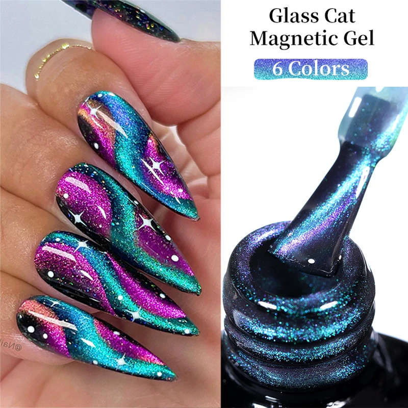 UR SUGAR 7ml Double Light Glitter Cat Magnetic Gel Nail Polish Sparkling Multi-Color Semi Permanent Soak Off UV LED Varnish