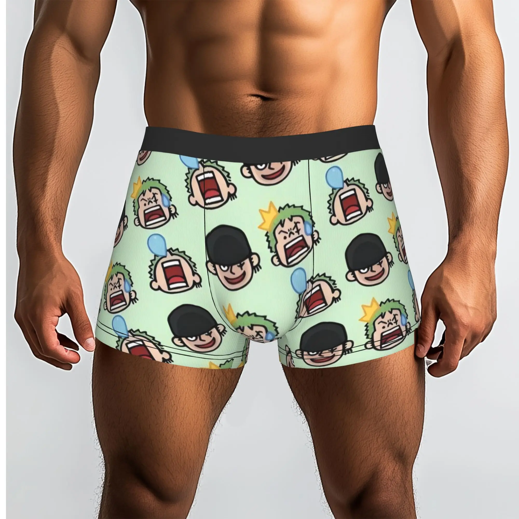 Zoro Emojis One Piece Underpants Breathbale Panties Men's Underwear Ventilate Shorts Boxer Briefs