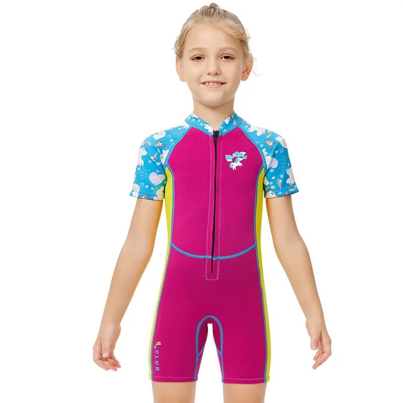 Children's Jellyfish Neoprene Wetsuit, Children's Short Surfing Swimsuit, Wet Suit for Girl Bathing Suit, Diving Suits 2.5mm