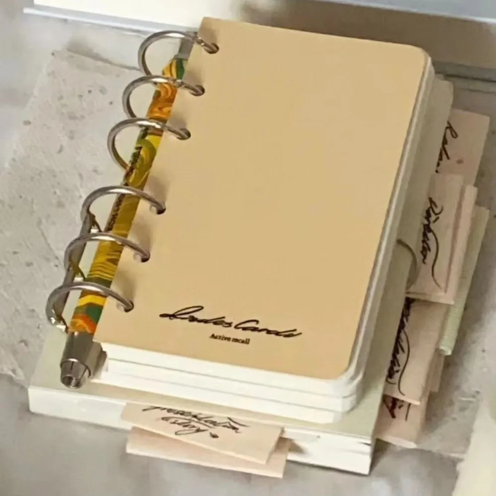 Retro A7 Loose-leaf Notebook Blank Mini Learning Notepad Solid Color Divider Page Binder Folders Student Supplies