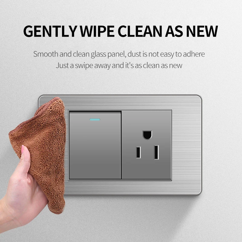 PSSRISE Brazil US Standard Wall Light Switch Power Socket with 5V 2.1A USB Type-c Port Stainless Steel Panel TV Computer Outlet