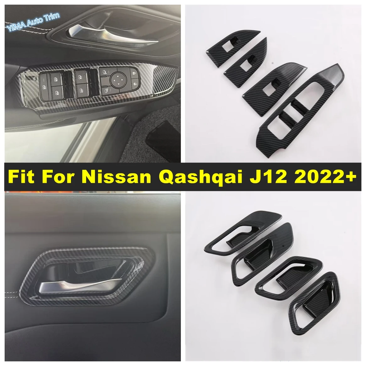 

Inner Door Handle Bowl Frame / Window Glass Lift Button Switch Cover Trim Fit For Nissan Qashqai J12 2022 2023 Car Accessories