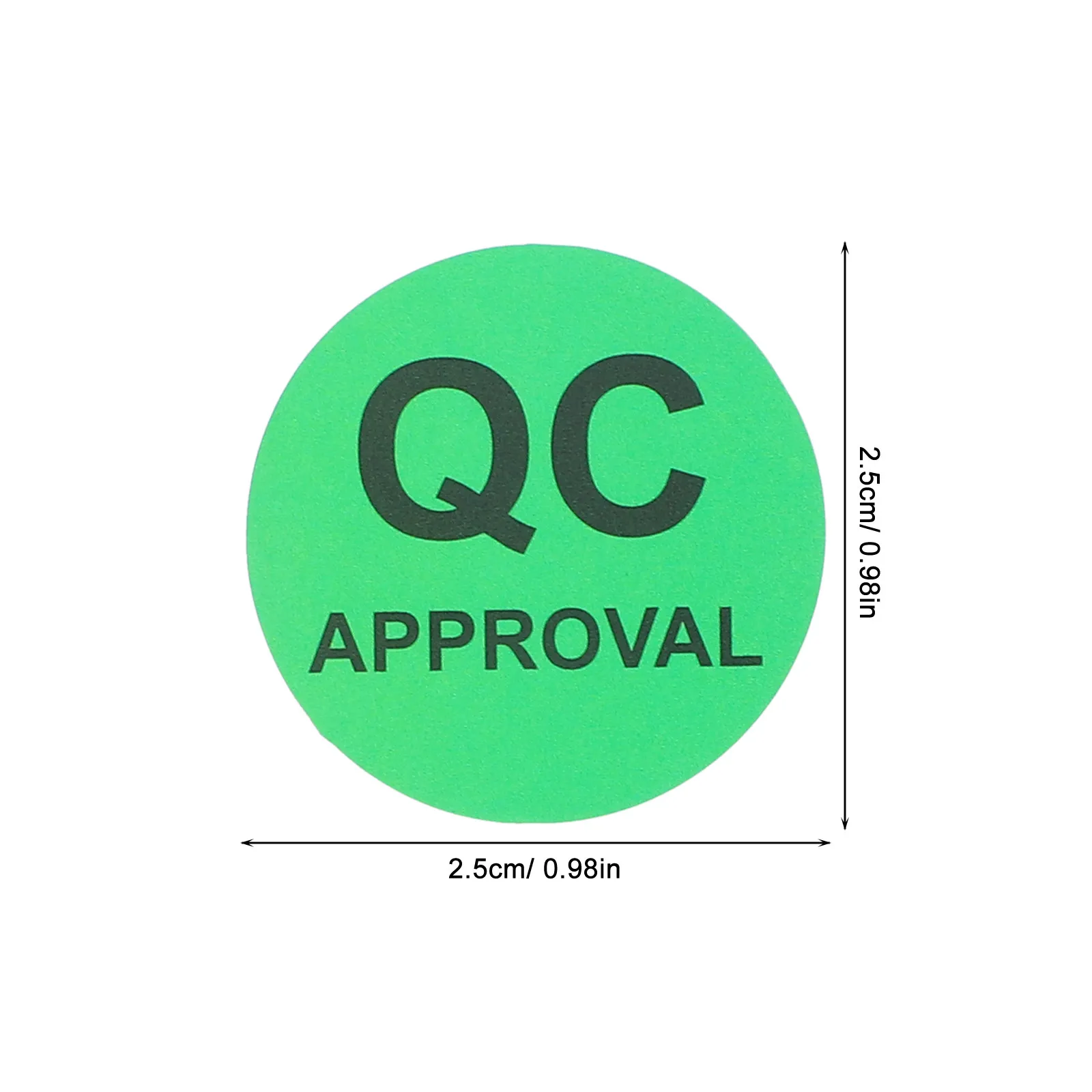 1 Roll Round Qc Labels Adhesive Stickers Quality Test Black Text Longlasting for Warehouse Inspection Shipping