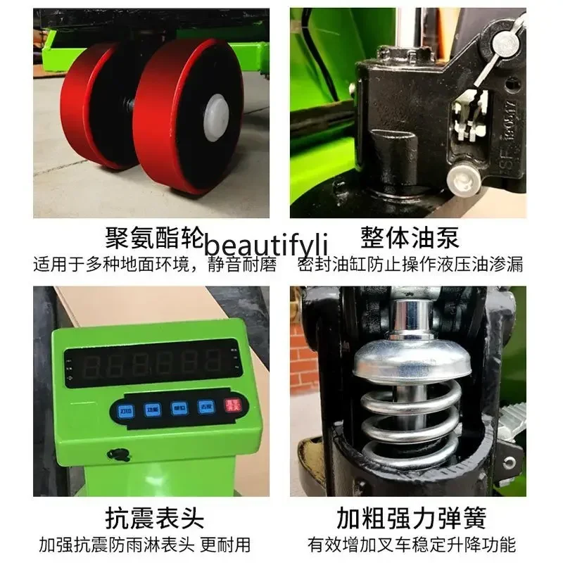 Forklift skala elektronik manual penimbangan hidrolik truk palet dorong tangan sapi tanah dengan truk penimbangan