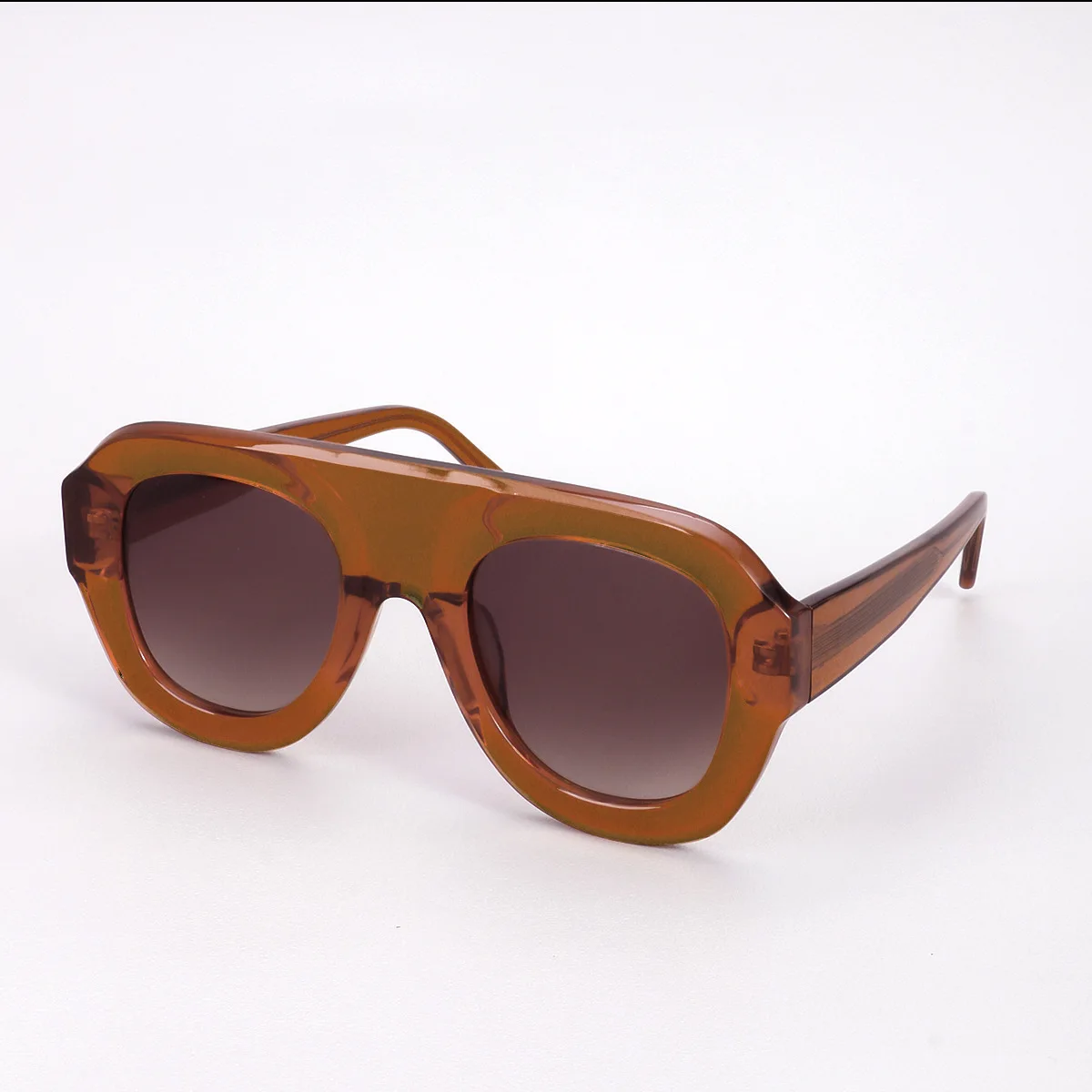 

New Brown Large Frame Thick Sunglasses Woman Square Trend Eyewear Women Acetate Fashion Eyeglasses UV400 Outdoor GLASSES