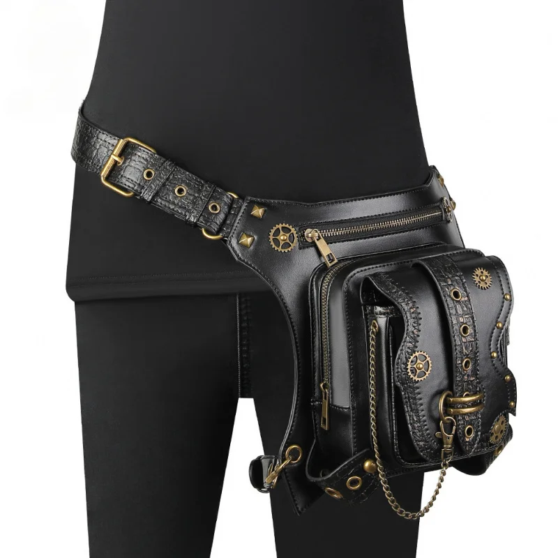 

Punk Motorcycle Chain Bag Niche Retro Men Outdoor Cell Phone Belt women's bag