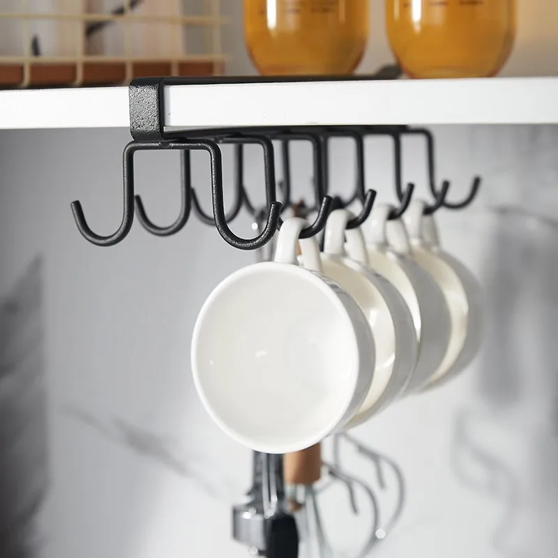 خزانة تخزين الرف خزانة متعددة الوظائف تنظيم الرف 6/12 السنانير حامل الكأس المطبخ لا اللكم تخزين الرف المنظم