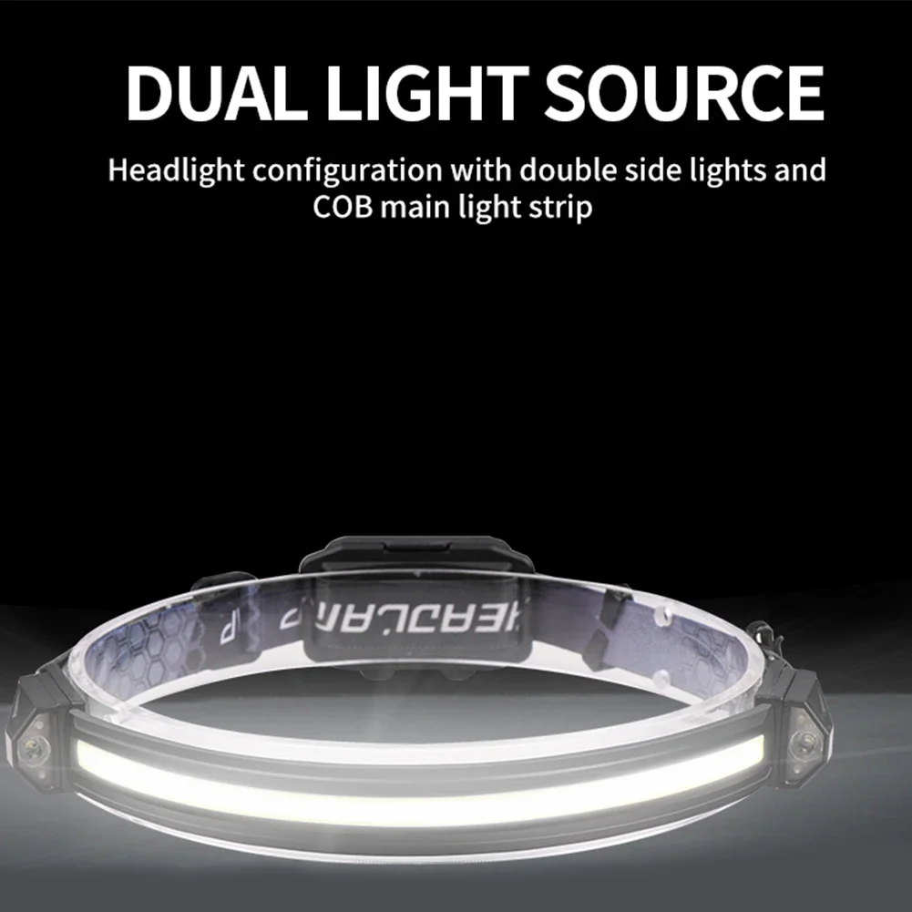Super Bright COB LED Headlamp Type-C USB Fast Charging Headlight Outdoor Waterproof Head Lamp 7 Lighting Modes