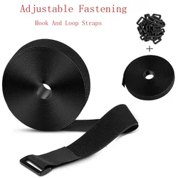 2/5M Hook and Loop Straps with Buckles 16-38mm Adjustable Fastening Cable Straps for Cable Tidy Wire Management Cord Organiser