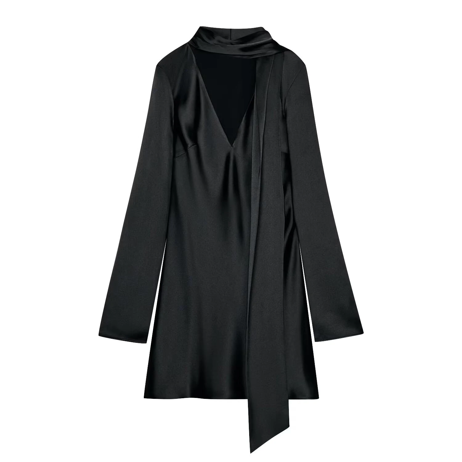 النمط الأوروبي والأمريكي 2025 الشتاء الملابس النسائية الجديدة نمط بسيط سليم صالح نسيج الحرير وشاح اللباس