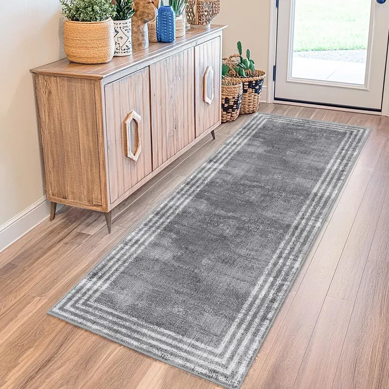Distressed Medallion Art Deco Persian Runner Rug for Hallway Bedroom Kitchen Boho Home Decor Soft Non Slip Washable Floor Mat