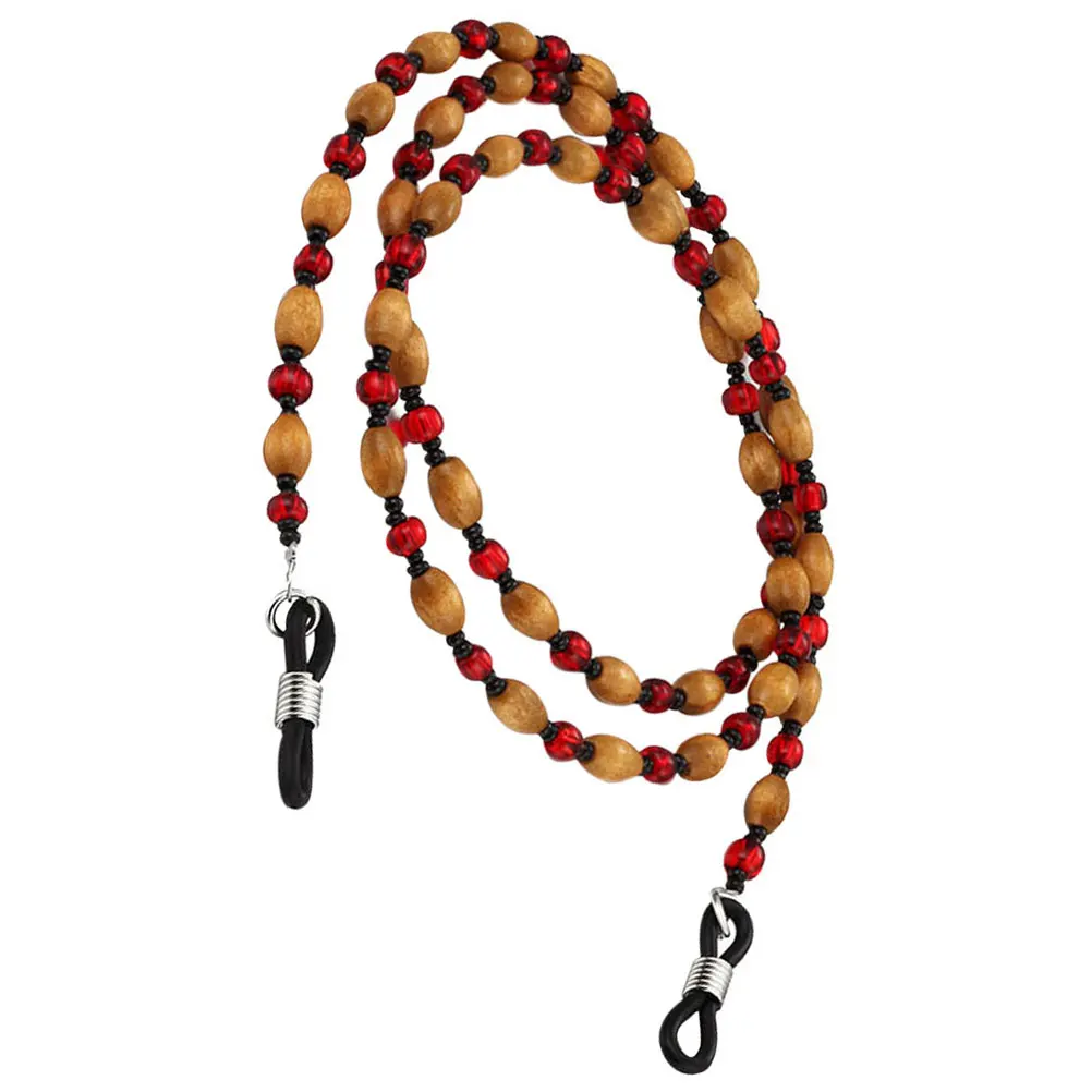 

Wood Bead Eyeglass Chain Neck Strap Holder 66cm Adjustable Rubber Ends Sunglasses Retainer for Women Travel Party Gifts