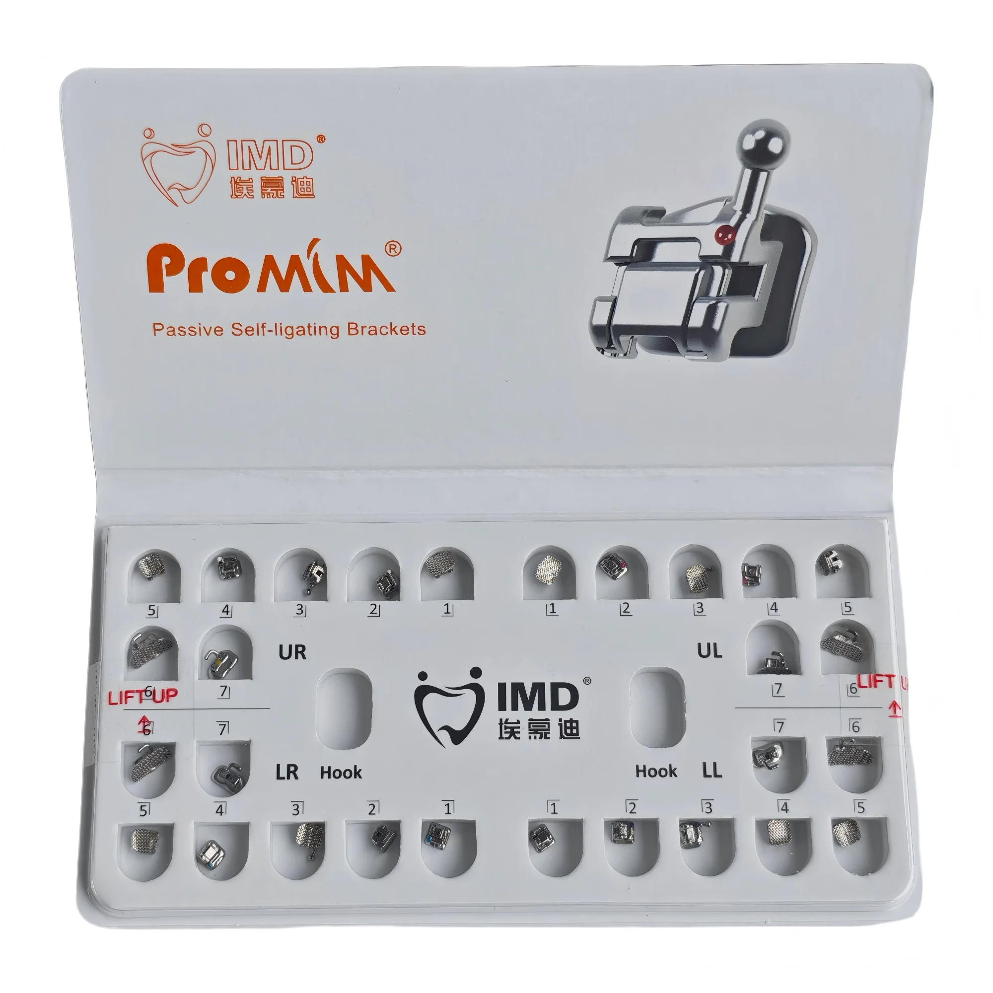 IMD ProMIM Passive Self-Ligating Bracket McBeTr Kit 0.022 U/L 7-7, 345/3 Hooks, 20Pcs/Set, with Buccal Tubes & Arch Wires