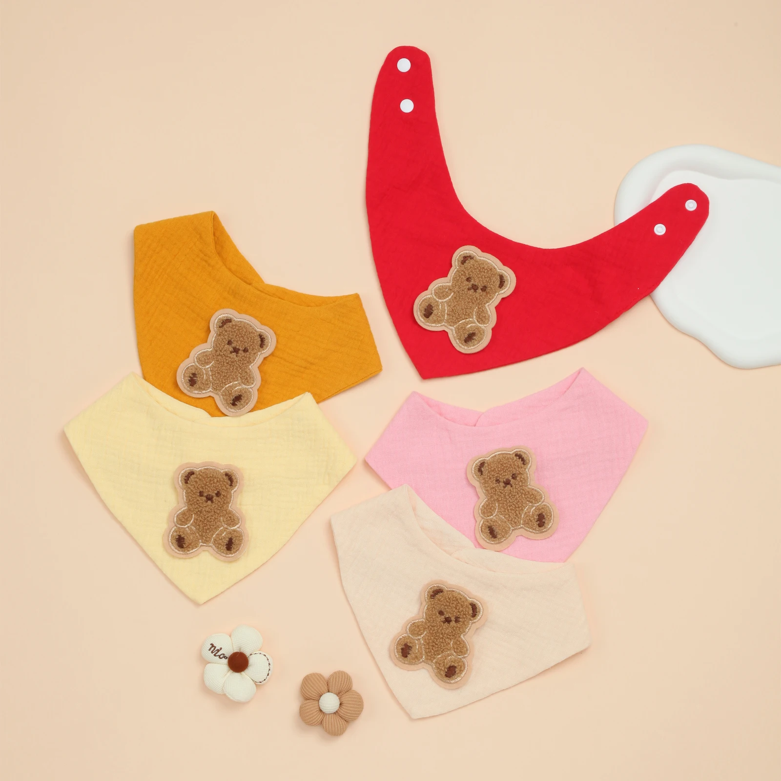 

5 Pack Soft Cotton Baby Bibs for Drooling and Teething, Absorbent Drool Bibs for Boys & Girls, Adjustable