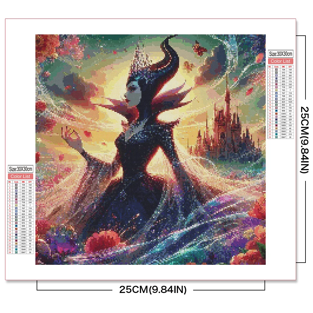 Disney Cartoon Diamond Painting Maleficent Novelty 2024 Mosaic Set Villains Embroidery Flower Full Display Pictures Home Decor