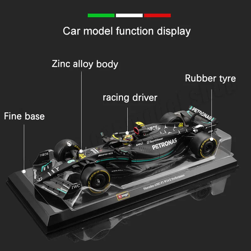 Bburago 1:24 Formule-auto Mercedes W14 # 44 Lewis Hamilton gelegeerd gegoten automodel kinderspeelgoed verzamelobject