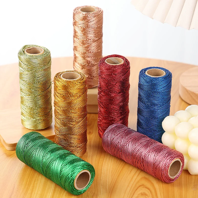 1mm 100Meters Gold Silver Metallic Twine Cord for DIY Package Gift Twisted Twine String Rope Ribbon Thread Gift Wrap Party Decor