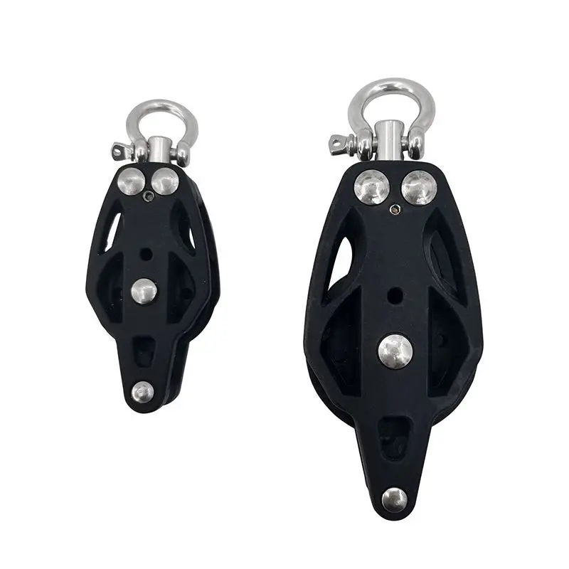 Black nylon pulley rotating pulley plastic single pilates boat yacht kayak marine accessories