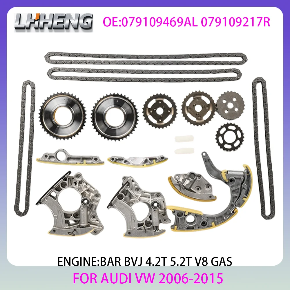 

BAR Engine timing chain kit For AUDI A5 S5 A6 C6 A8 D3 Q7 R8 S8 VW TOUAREG 4.2L 5.2L 4.2 5.2 L T V8 GAS 06-15 BVJ 079109469AL