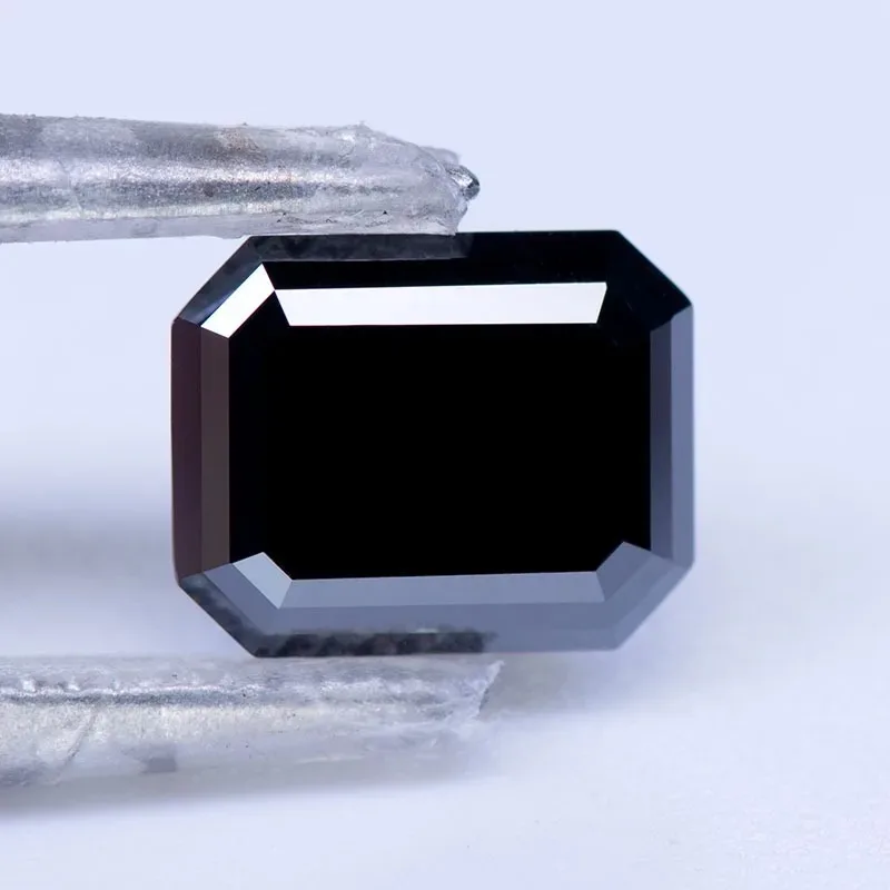 

Moissanite Stone Emerald Cut Natural Black Color Artificial Gemstone DIY Ring Necklace Earrings Main Materials with Certificate
